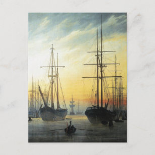Carte Postale Vue d'un port par Caspar David Friedrich Postca