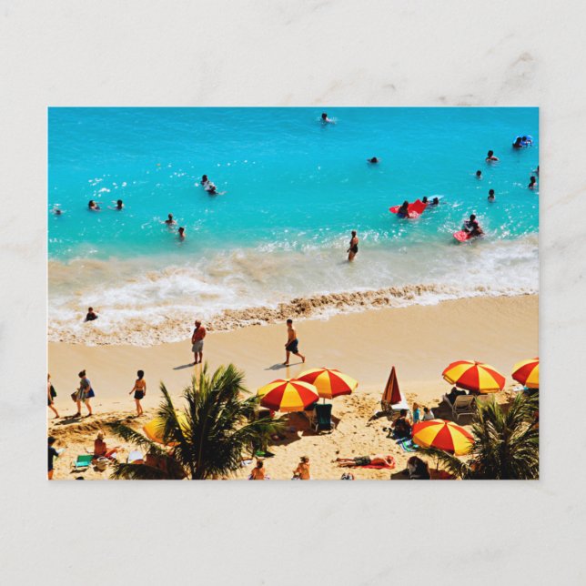 Carte Postale Vue Élevée Sur La Plage De Waikiki, Honolulu (Devant)