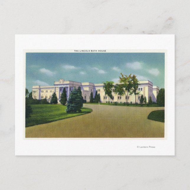 Carte Postale Vue extérieure de la maison de bain Lincoln (Devant)