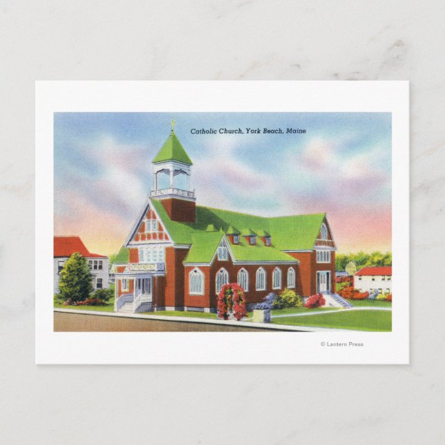 Carte Postale Vue extérieure de la plage de York catholique (Devant)