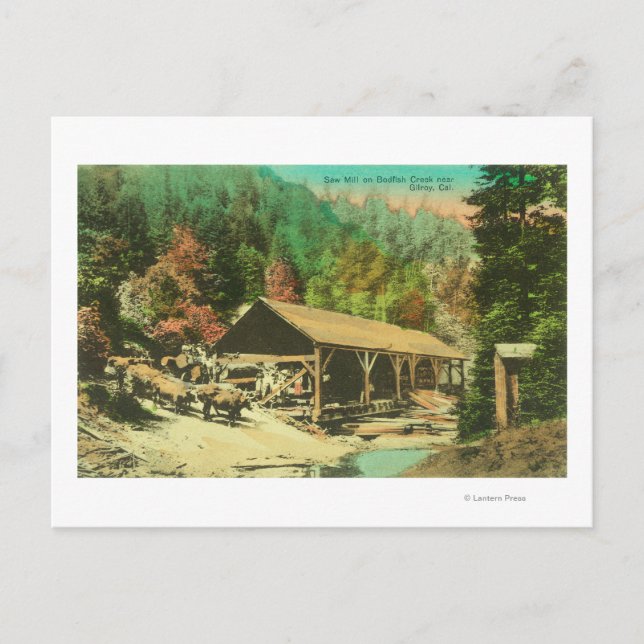 Carte Postale Vue extérieure de la scierie sur le ruisseau Bodfi (Devant)