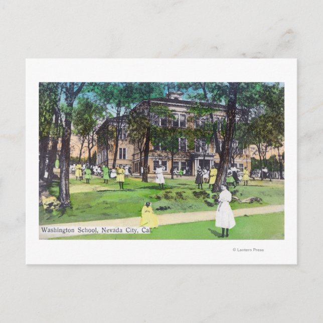 Carte Postale Vue extérieure de l'école de Washington (Devant)