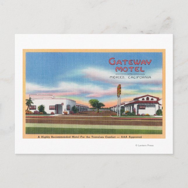 Carte Postale Vue extérieure du Gateway MotelMerced, CA (Devant)