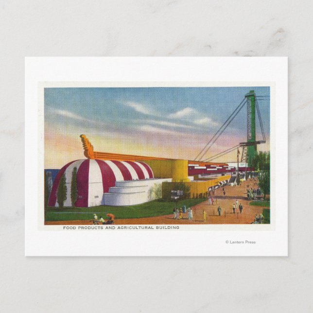 Carte Postale Vue extérieure du pavillon alimentaire et agricole (Devant)