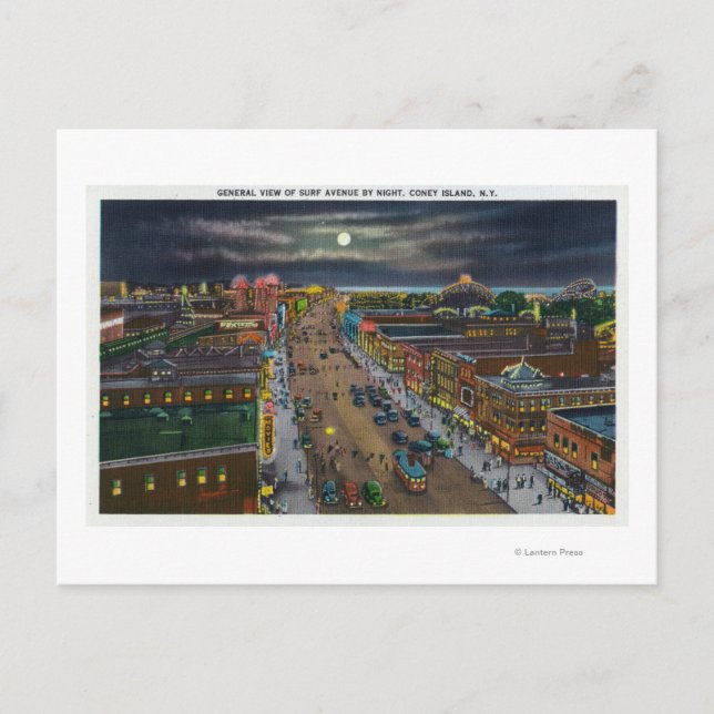 Carte Postale Vue générale de l'avenue Surf de nuit (Devant)
