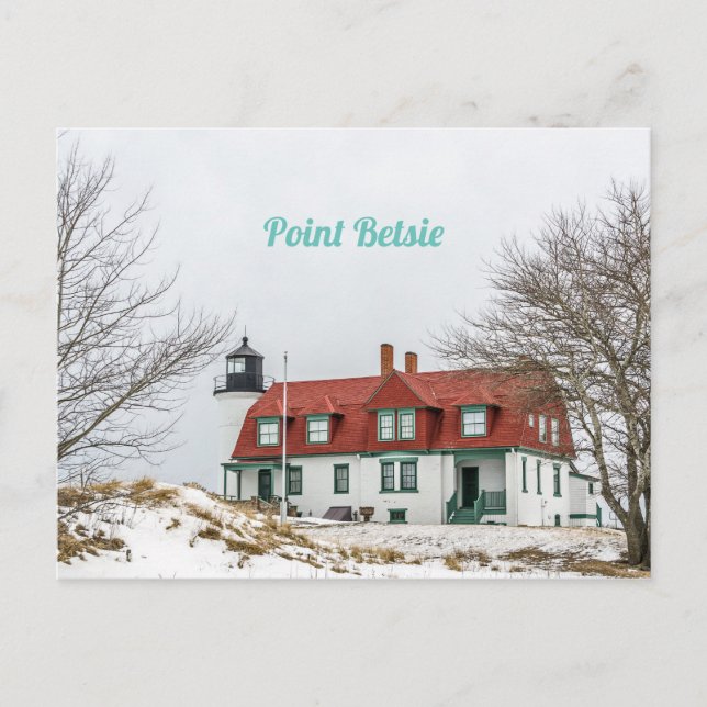 Carte Postale Vue hivernale du phare de Point Betsie (Devant)