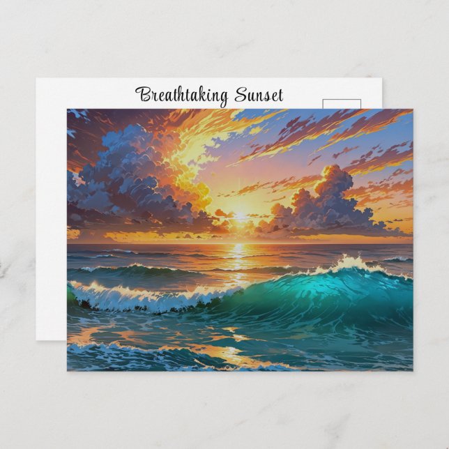 Carte Postale Vue imprenable Sunrise Sunrise Ocean Waves Beach V (Devant / Derrière)