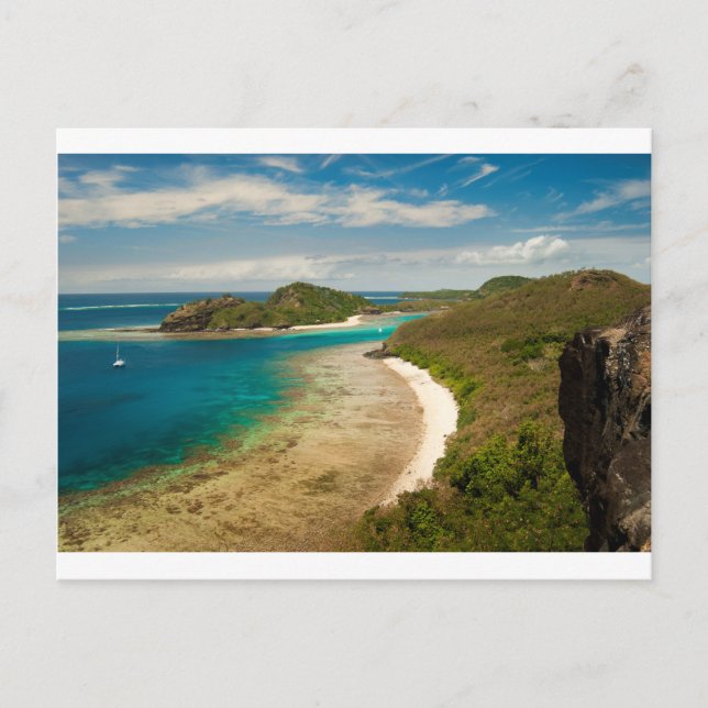 Carte Postale Vue le long d'une plage à Fidji (Devant)