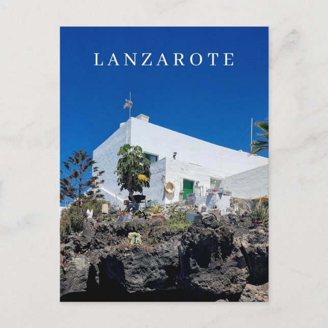 Carte postale vue maison blanche de Lanzarote (Devant)