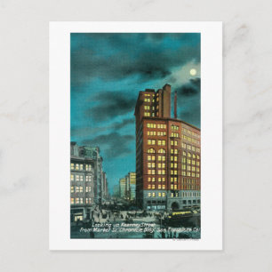 Carte Postale Vue nocturne de la rue Kearney à la rue Chronicle