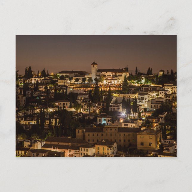 Carte postale Vue nocturne de l'Alhambra de Granad (Devant)