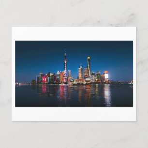Carte Postale Vue nocturne de Shanghai et Huangpu, Chine,