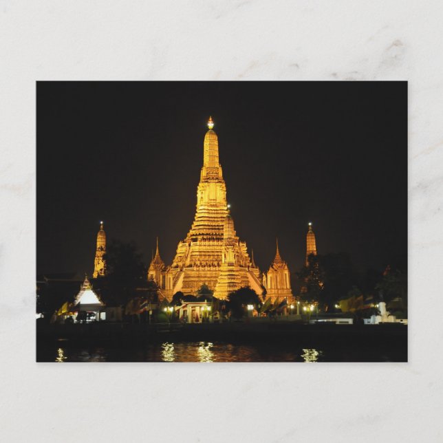 Carte Postale Vue nocturne des temples au centre de Bangkok (Devant)