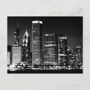 Carte Postale Vue nocturne du célèbre paysage urbain de Chicago