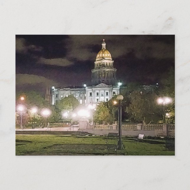 Carte Postale Vue nocturne du Colorado State Capitol (Devant)