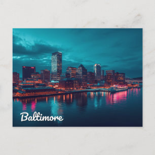 Carte Postale Vue nocturne du Inner Harbor de Baltimore