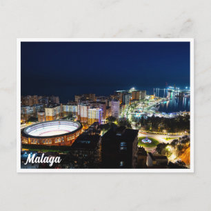 Carte Postale Vue nocturne en Malaga, Espagne