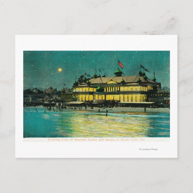 Carte Postale Vue nocturne extérieure du Neptune Casino & (Devant)