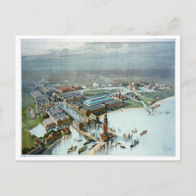 Carte Postale Vue Oiseaux De L'Exposition Columbia De 1893 (Devant)