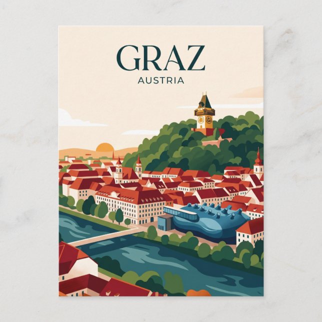 Carte Postale Vue panoramique de Graz Autriche (Devant)