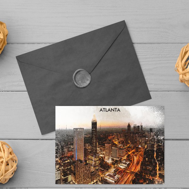 Carte Postale Vue panoramique de la ligne aérienne Atlanta Georg (atlanta georgia retro sunset postcard)