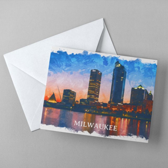 Carte Postale Vue panoramique de Milwaukee Wisconsin Skyline (milwaukee wisconsin skyline postcard)