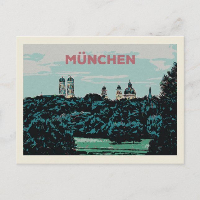 Carte Postale Vue panoramique de Munich depuis la campagne (Devant)