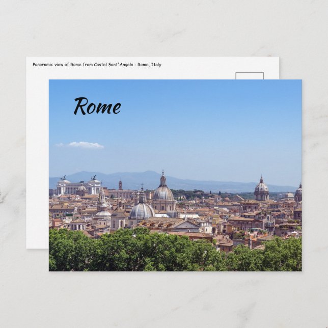 Carte Postale Vue panoramique de Rome depuis le Castel Sant'Ange (Devant / Derrière)