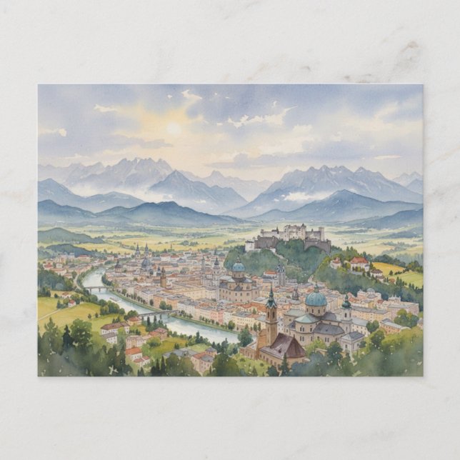 Carte Postale Vue panoramique de Salzbourg Autriche (Devant)