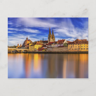 Carte Postale Vue pittoresque du fleuve Regensburg
