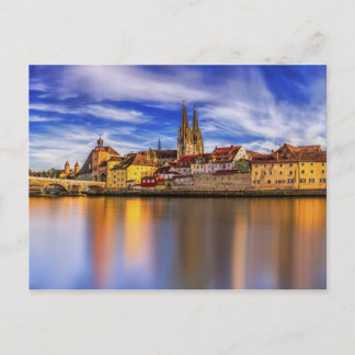Carte Postale Vue pittoresque du fleuve Regensburg