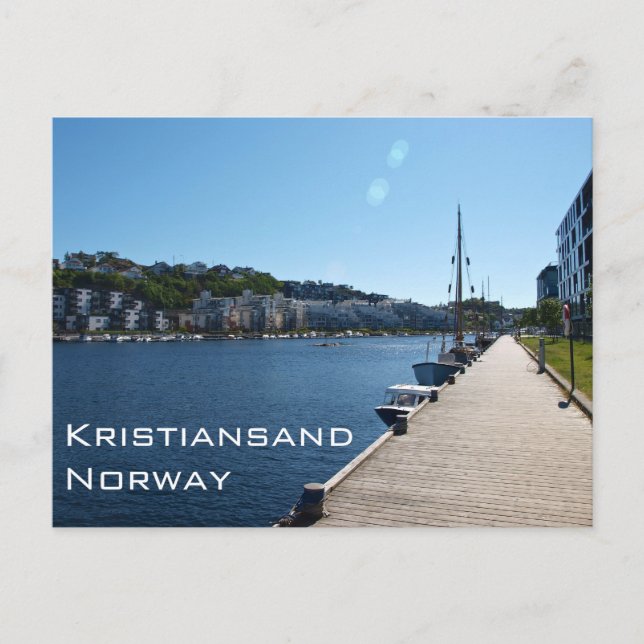 Carte Postale Vue Riverside En Kristiansand, Norvège (Devant)