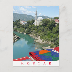 Carte postale vue rivière Mostar et mosquée