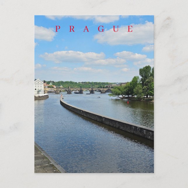 Carte postale vue rivière Prague Vltava (Devant)