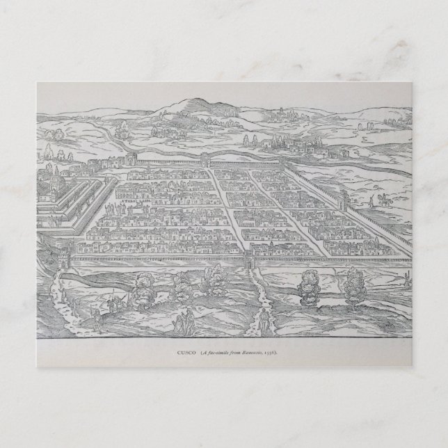 Carte Postale Vue sur Cusco, depuis Ramusio, pub. 1556 (Devant)
