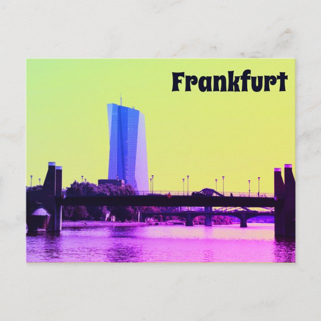 Carte Postale Vue sur Francfort et Pink Sky (Devant)