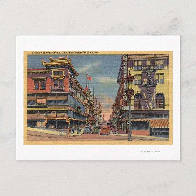 Carte Postale Vue sur Grant Avenue, Chinatown (Devant)