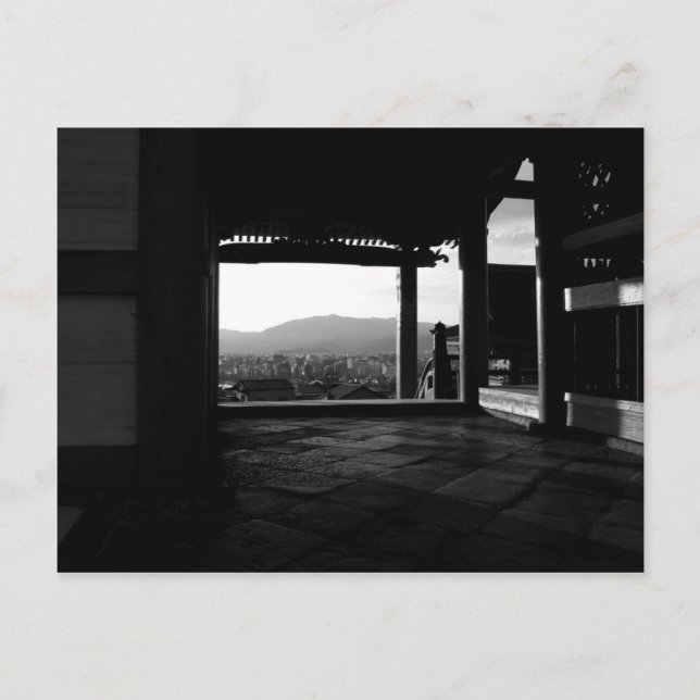 Carte Postale Vue sur Kyoto Photographie noir et blanc (Devant)