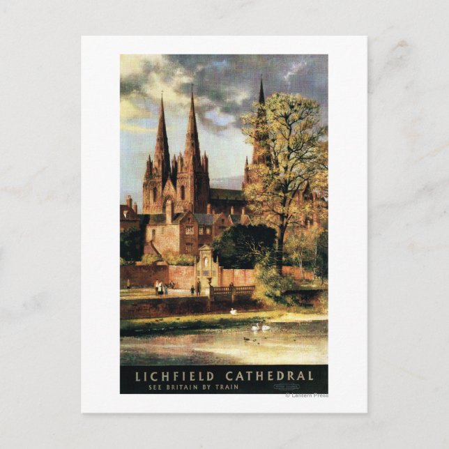 Carte Postale Vue sur la cathédrale de Lichfield (Devant)