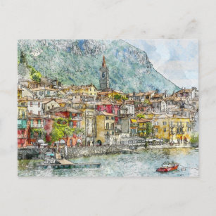 Carte Postale Vue sur la mer Varenna, Italie