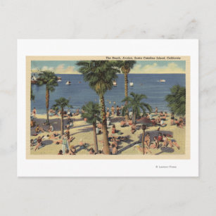 Carte Postale Vue sur la plage d'Avalon avec bains de soleil