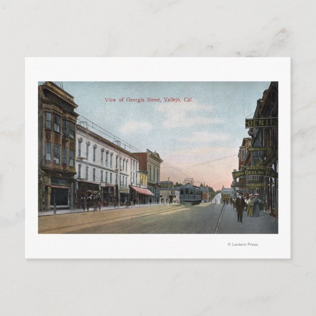 Carte Postale Vue sur la rue Georgia avec voiture de rue (Devant)