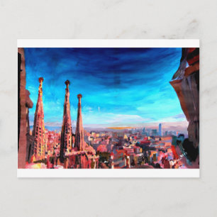 Carte Postale Vue Sur La Ville De Barcelone Et Sagrada Familia