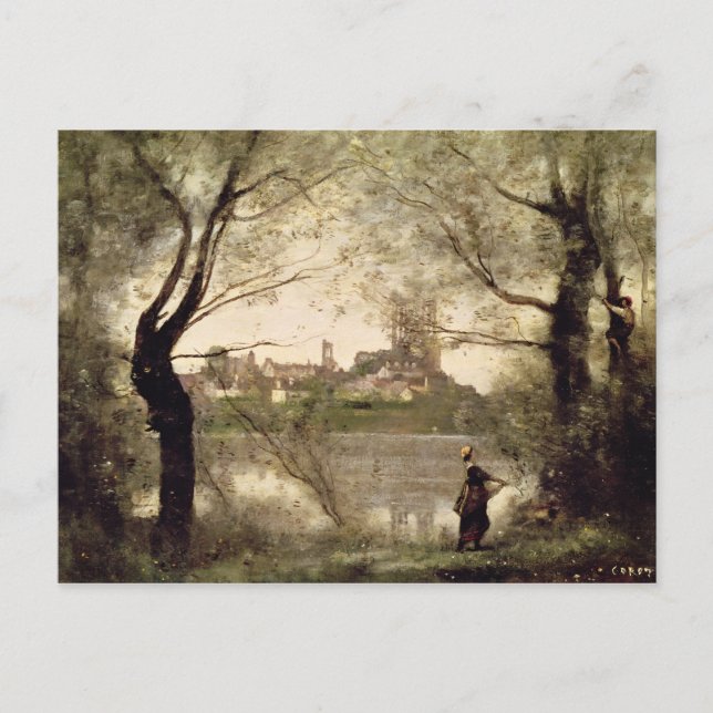 Carte Postale Vue sur la ville et la cathédrale de Mantes (Devant)