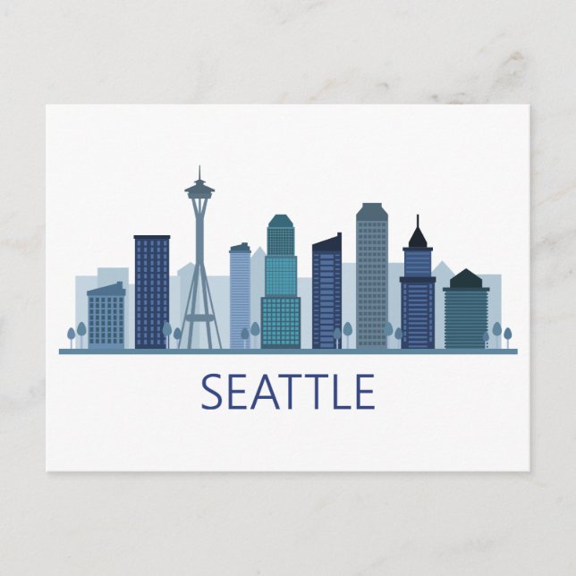 Carte Postale Vue sur la ville paysager | Seattle, Washington (Devant)
