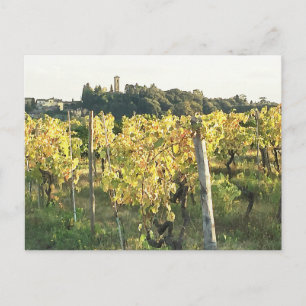 Carte Postale Vue sur la ville toscane et le vignoble du Chianti