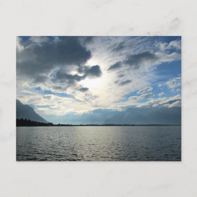 Carte Postale Vue sur le lac Léman et les Alpes (Devant)