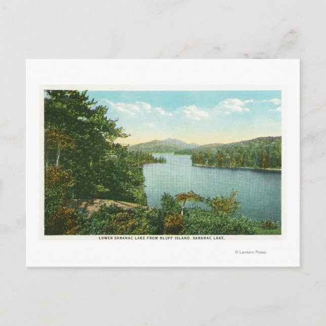 Carte Postale Vue sur le lac Lower Saranac de Bluff Island (Devant)
