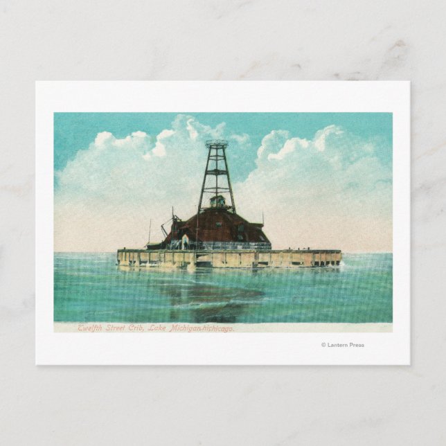 Carte Postale Vue sur le phare de Tweldouzième Street Crib (Devant)