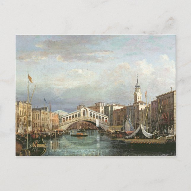 Carte Postale Vue sur le pont du Rialto à Venise (Devant)
